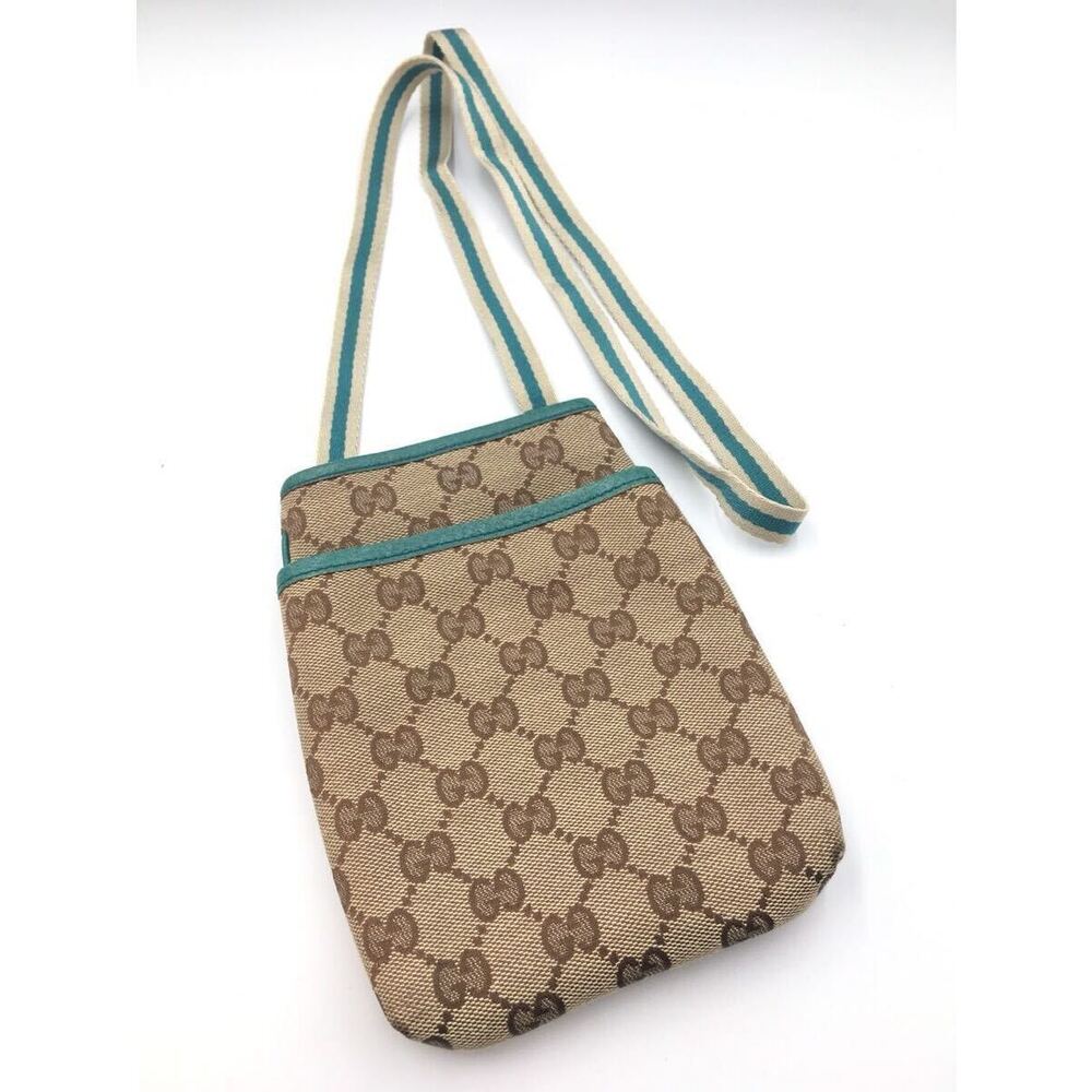 Gucci GG Canvas Sherry Line Shoulder Crossbody Bag green
